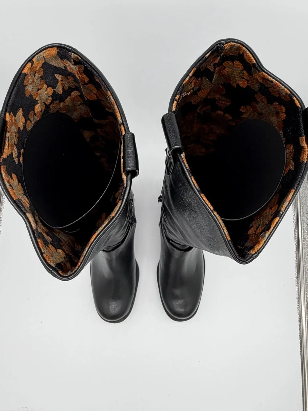 boc Black Knee-High Leather Riding Boots with Buckle Detail